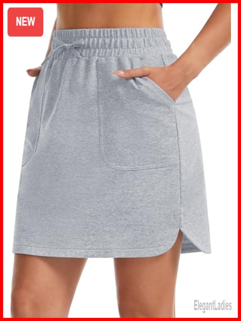 Premium Cotton Blend Jersey Skirt with Pockets and Drawstring Waist